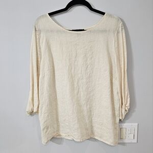 Tommy Bahama Cream 3/4 Sleeve Relaxed Blouse